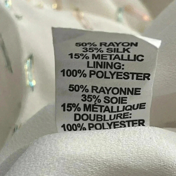 RAMY BROOK NY/ Silk blend blouse/ Off-white with colourful foil detail/Size US M - Picture 10 of 13